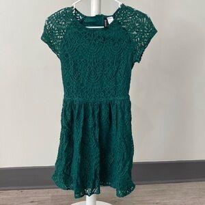 Divided green lace dress